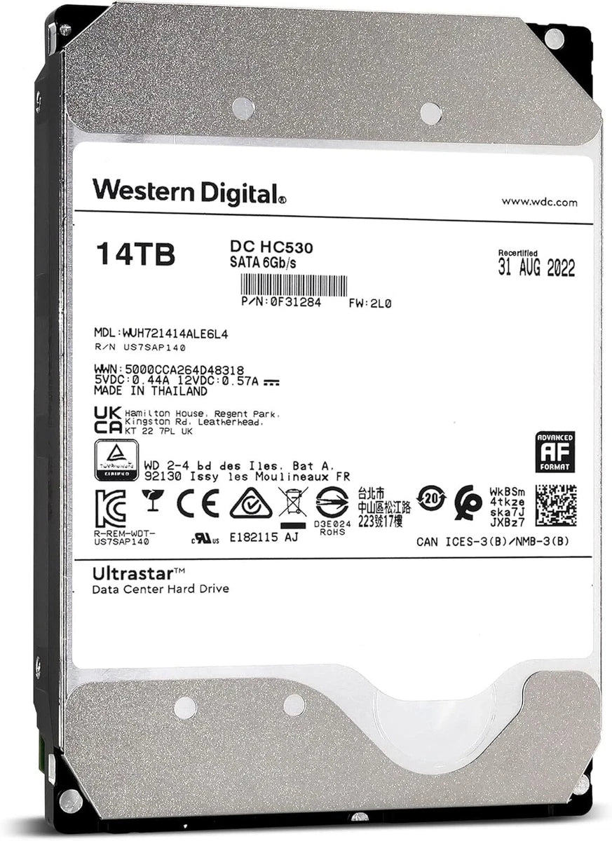 WD Ultrastar DC HC530 14TB SATA 6G 3.5" 7200RPM Enterprise HDD -WUH721414ALE6L4