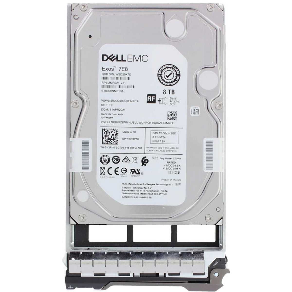 Dell 8TB 7.2K 512e 12Gbps NL SAS SED FIPS 3.5 HDD Exos 7E8 (H3PN0