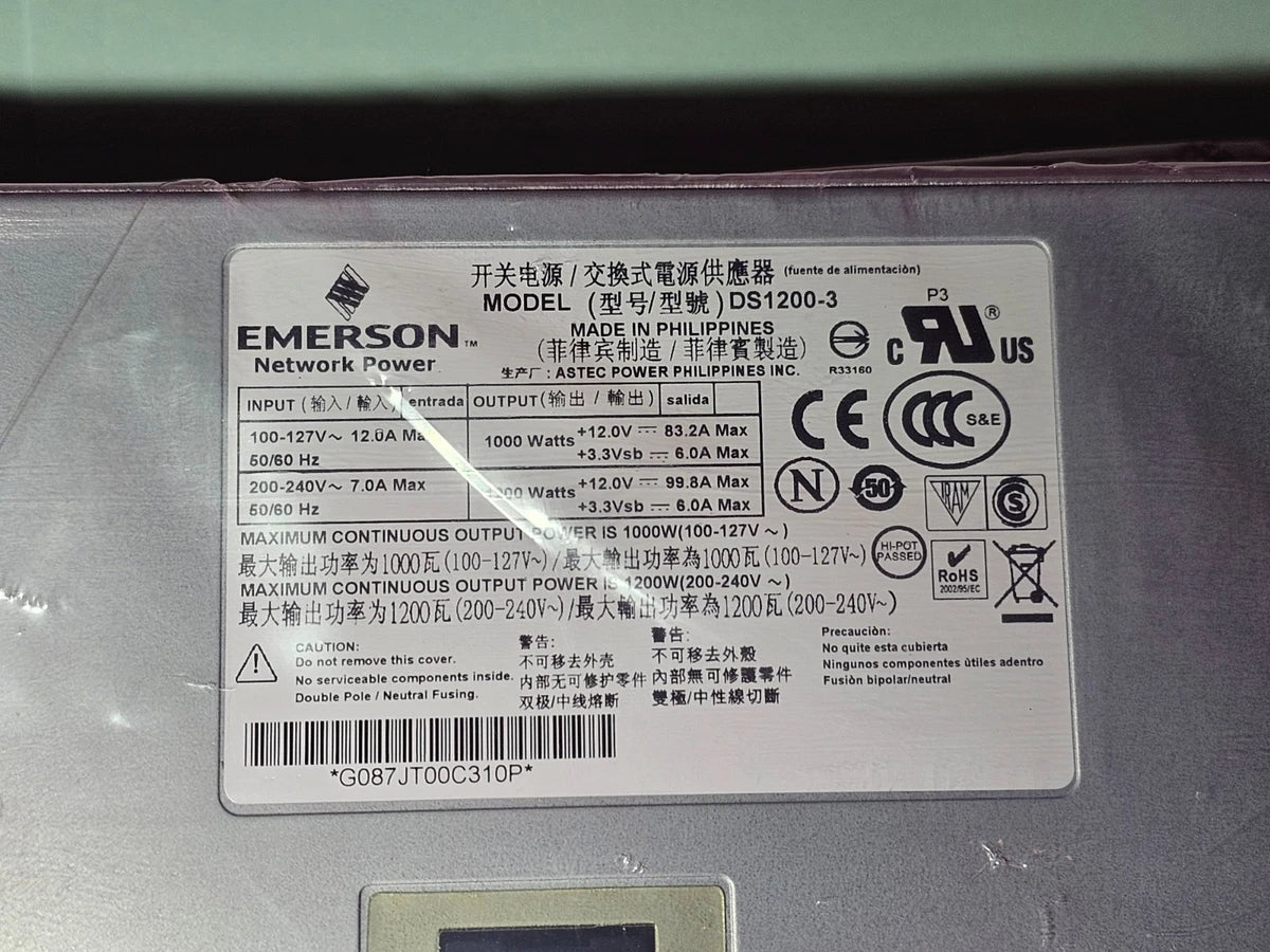 Emerson DS1200-3 ASTEC POWER 100-240V 1200W Power Supply