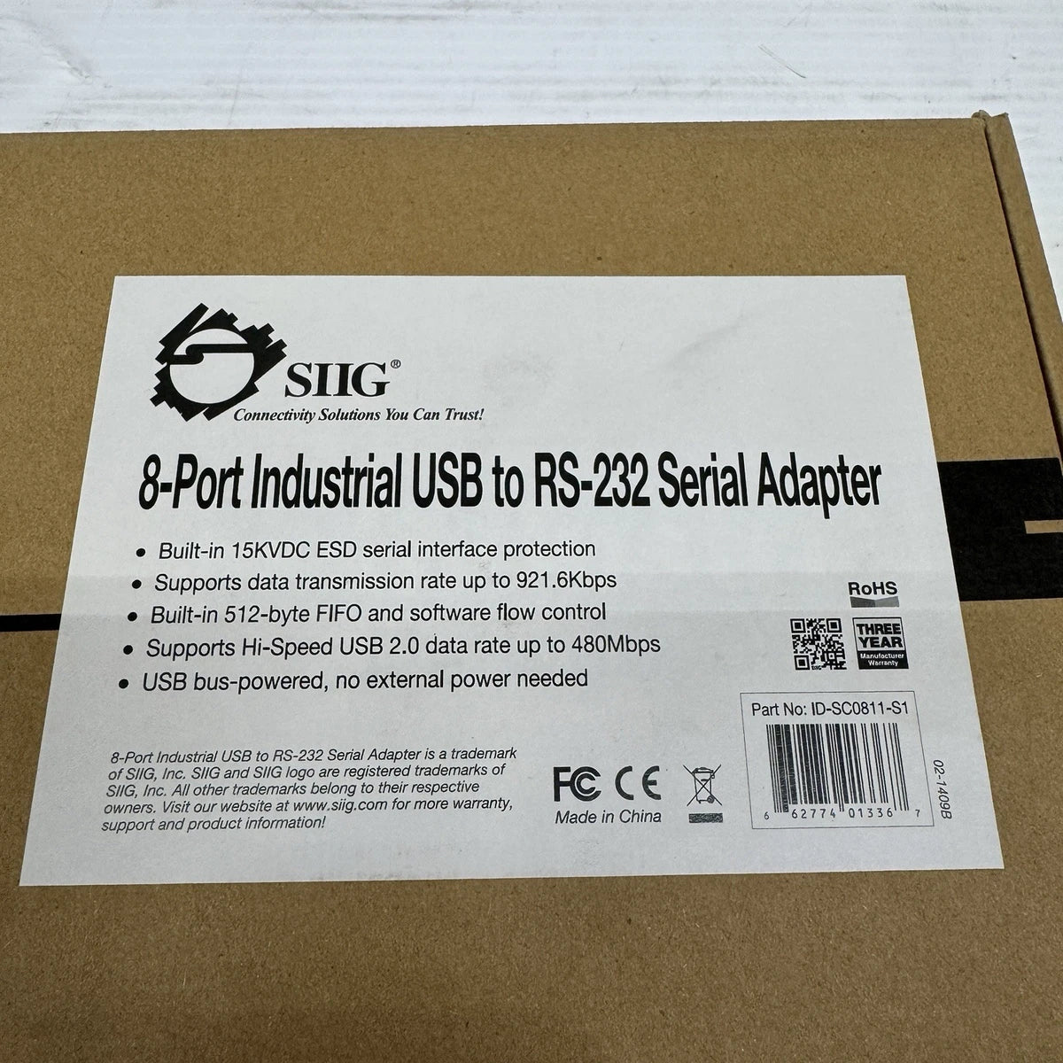 SIIG 8-Port USB to RS-232 Serial Adapter Hub ID-SC0811-S1