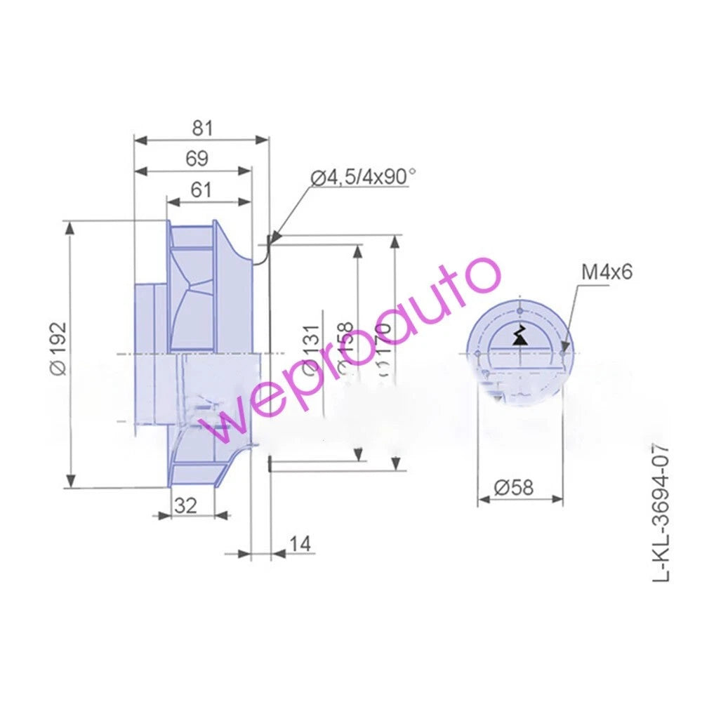 For Ziehl Abegg RH19V-4IP.Z8.AR Centrifugal Fan 240V 0.90A 125W RH19V4IPZ8AR