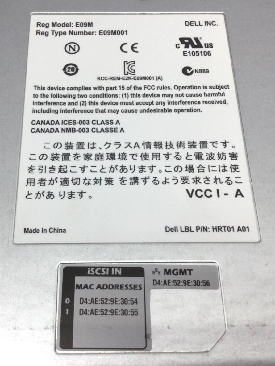 DELL 0NMJ7P E09M E09M001 HRT01 EQUALLOGIC PS4100 CONTROL MODULE 12