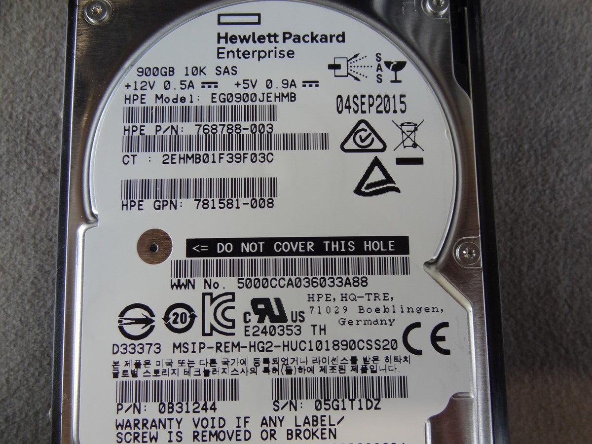 HP 787647-001 HPE MSA 900GB 12G SAS 10K SFF - J9F47A