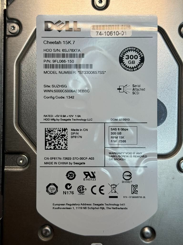 DELL F617N ST3300657SS 9FL066-150 300GB 15K RPM 16MB CACHE 6Gbps SAS 3.5in HDD