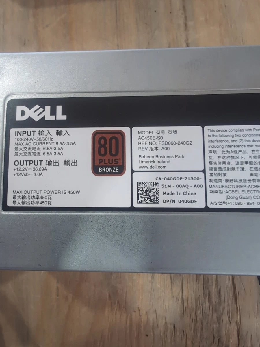 Dell PowerEdge Server T430 450W Power Supply AC450E-S0 040GDF 40GDF Located USA