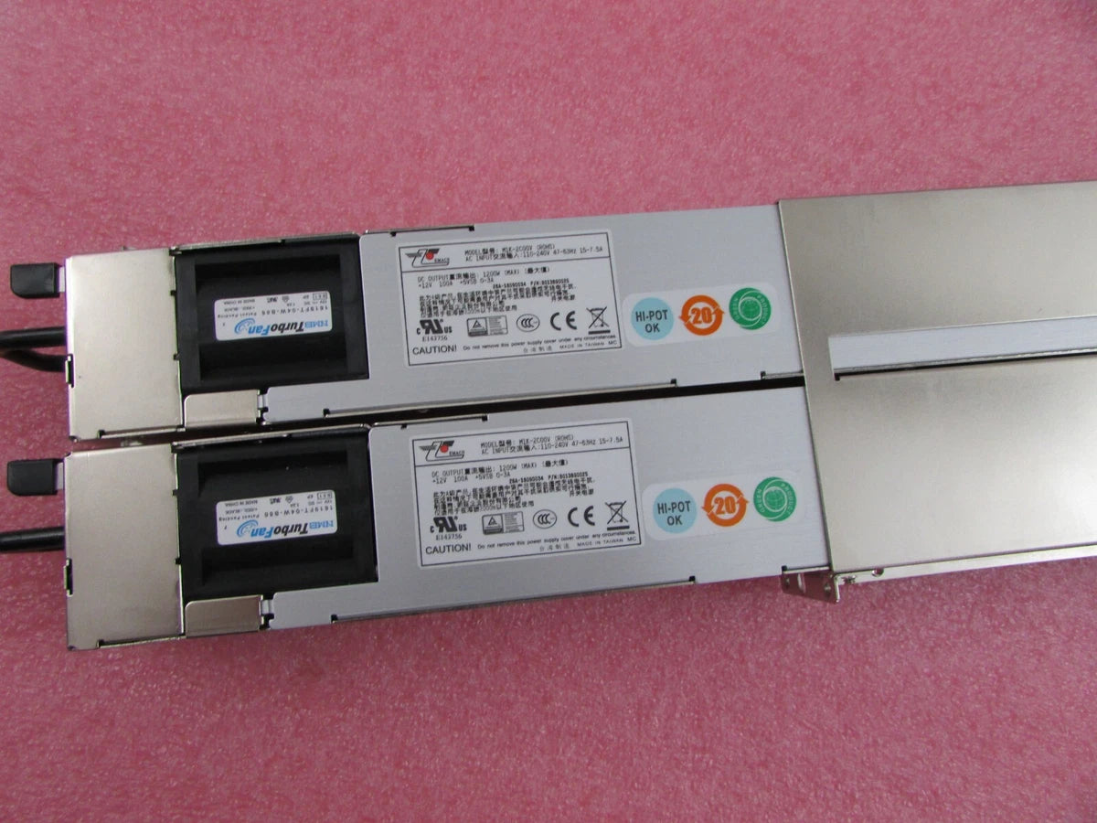 Zippy EMACS M1K2-5C01V4H 1U 1200w Redundant Server Power Supply w/2x Pwr Modules