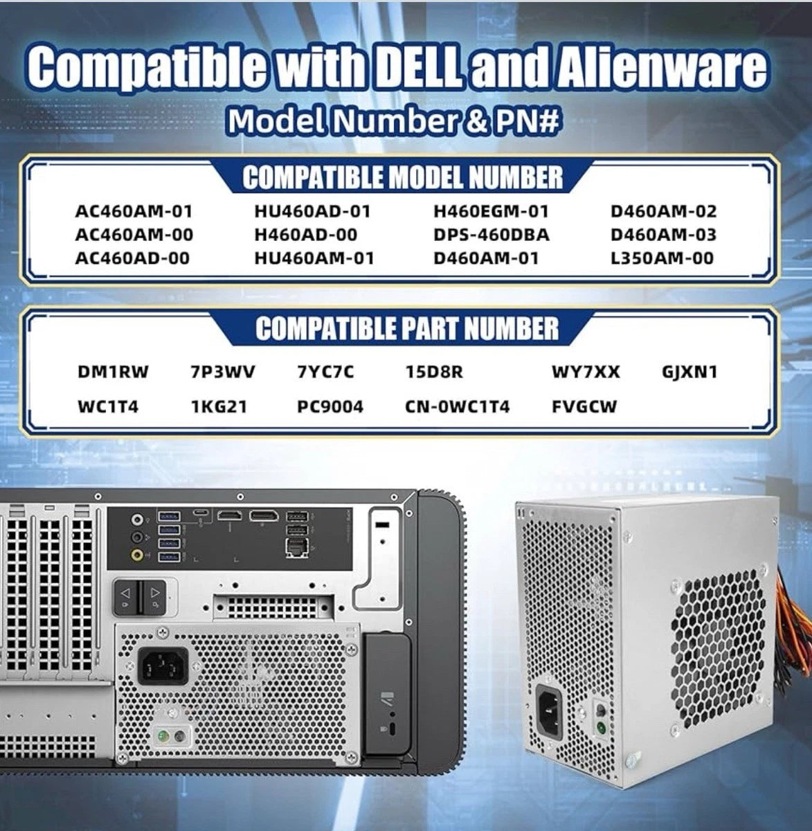 For DELL XPS 8910 8920 8300 8500 8700 8900 R5 460W PSU Power Supply D460AM-03 US