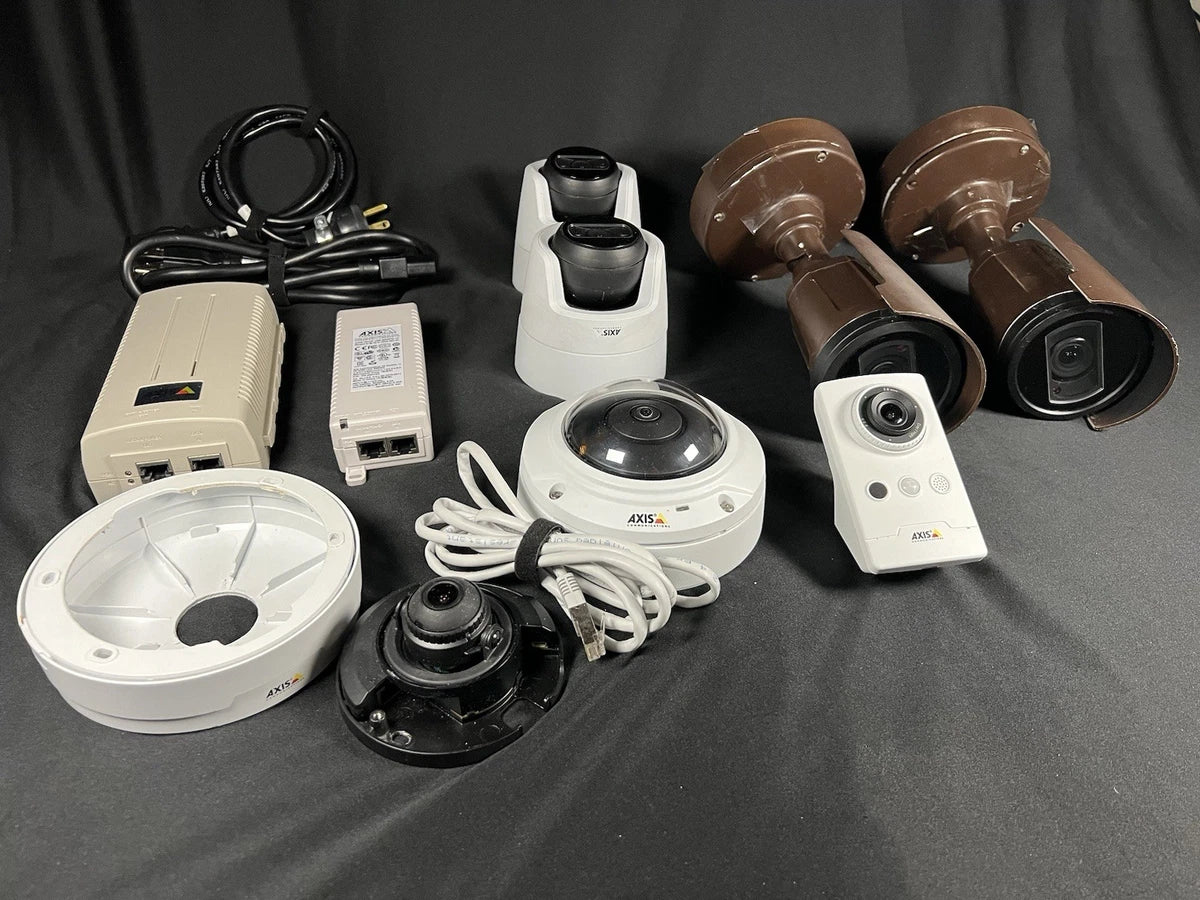 Axis Communications Network Security Lot- 6 Cameras & 2 POE Midspan +Extra Parts