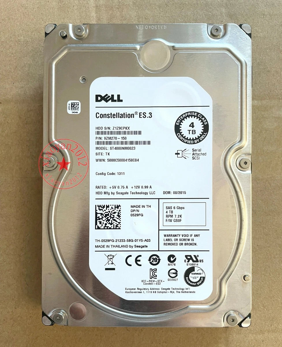 Dell ST4000NM0023 529FG 4TB 7200RPM 6Gb/s 3.5" SAS Hard Drive