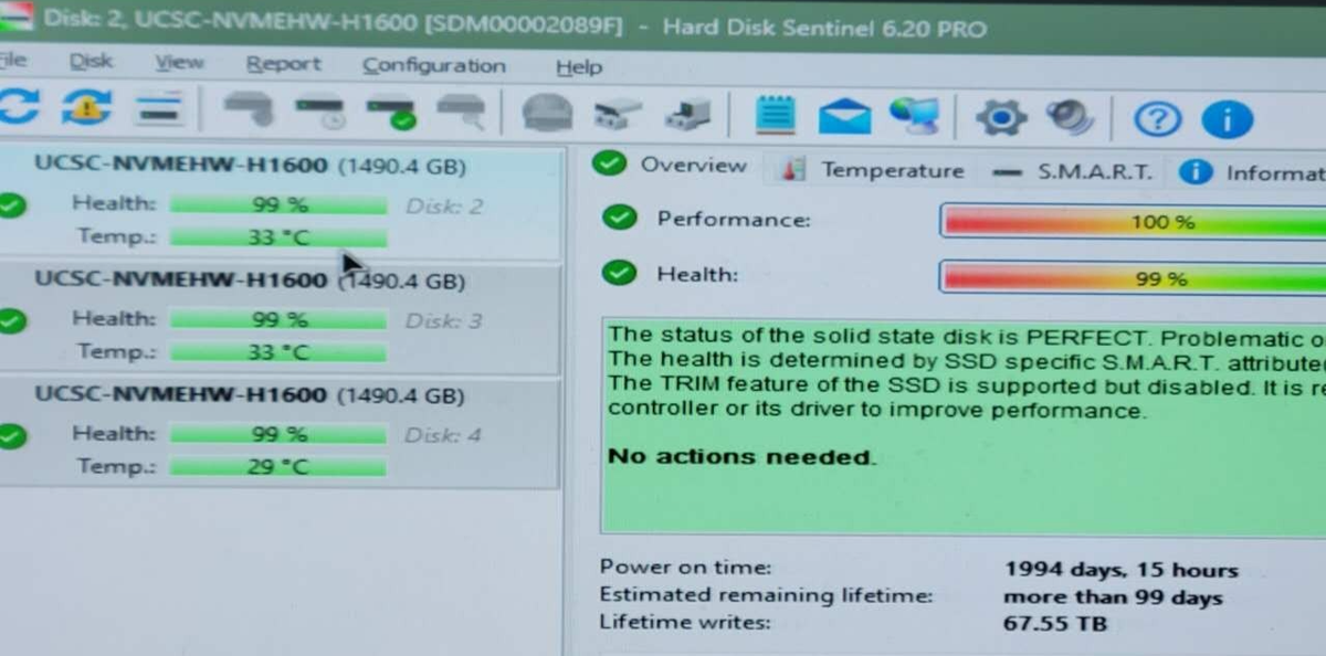 Cisco WD Ultrastar DC SN200 1.6TB 2.5" U.2 NVMe SSD HUSMR7616BDP301 99% HEALTH