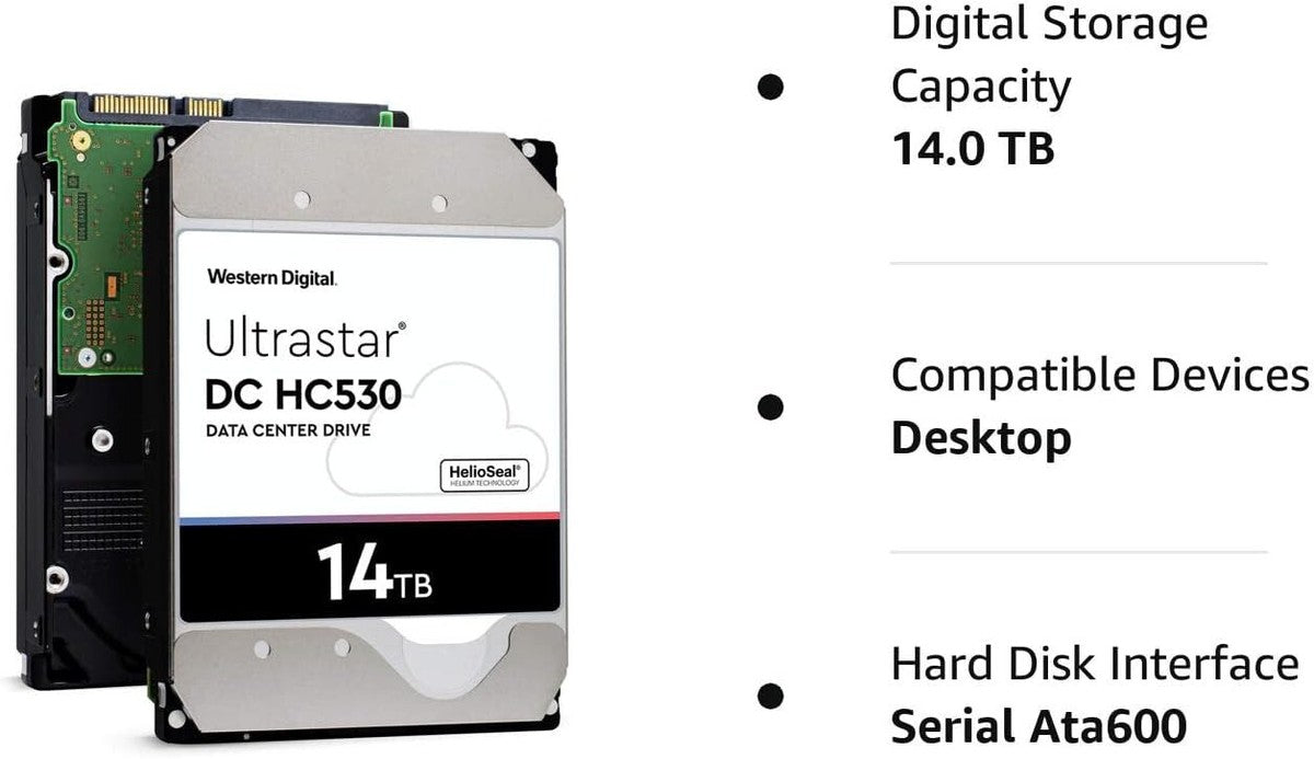 WD Ultrastar HC530 WUH721414ALE604 14TB SATA 6G 3.5" 7200RPM Enterprise HDD