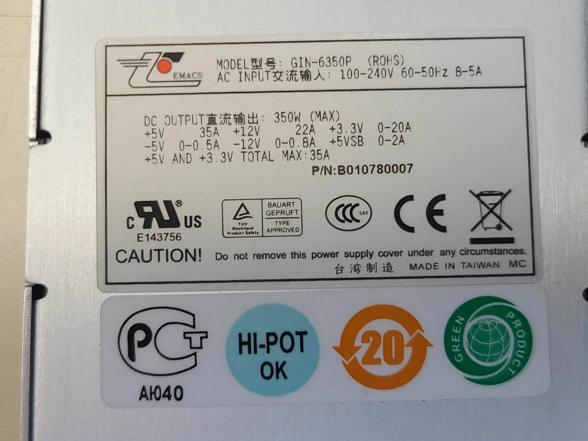 Zippy Emacs 3U 650W 2+1 Redundant PFC EPS12V Power Supply R3G-6650P TESTED