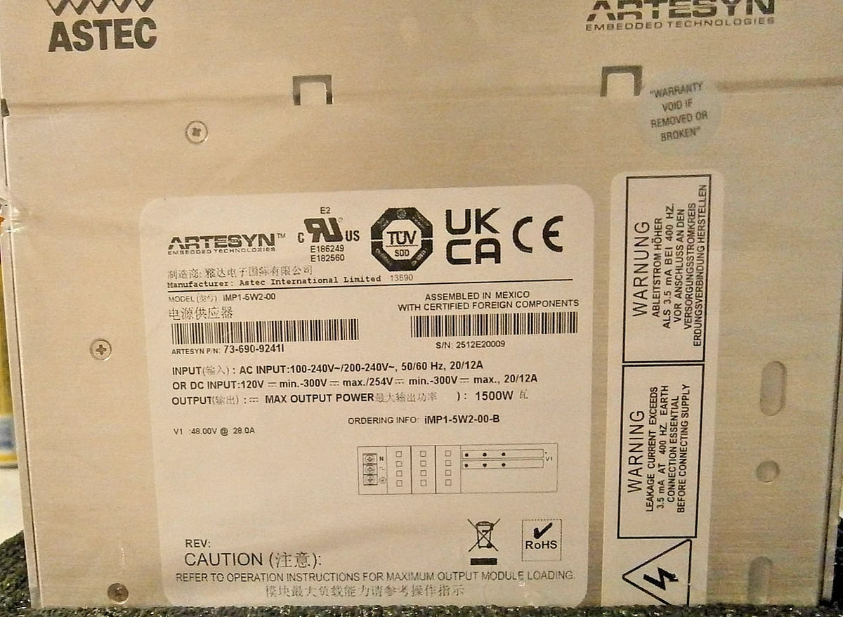 Astec Artesyn 1500 Watt Power Supply - NEW