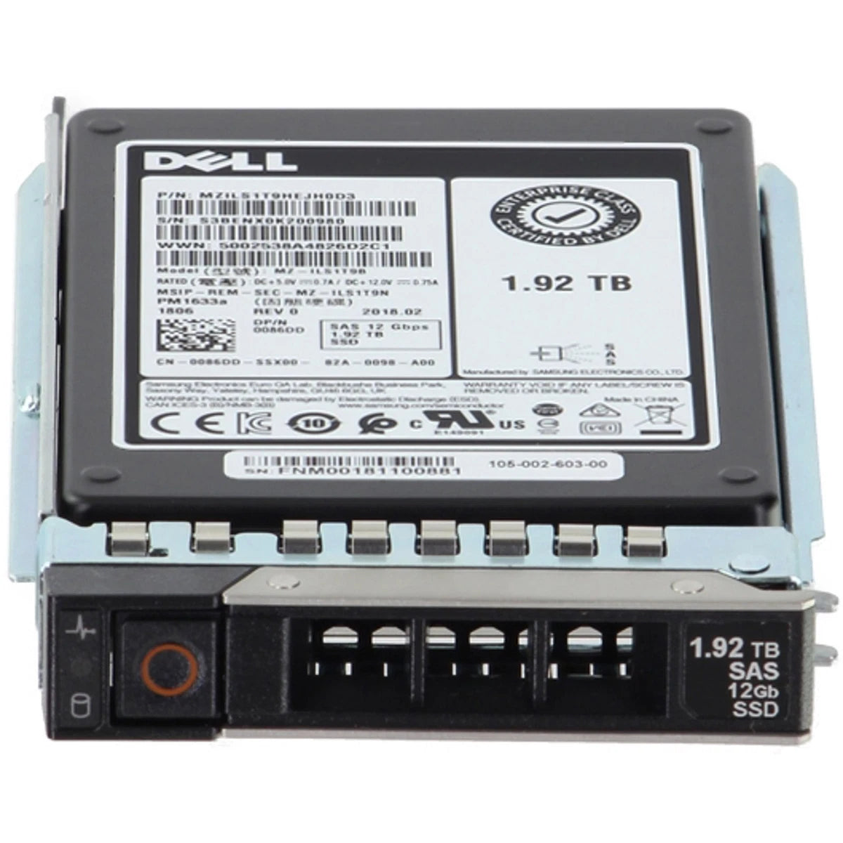 Dell 1.92TB 12Gbps SAS RI TLC 2.5 SSD PM1633a CPO (086DD -R