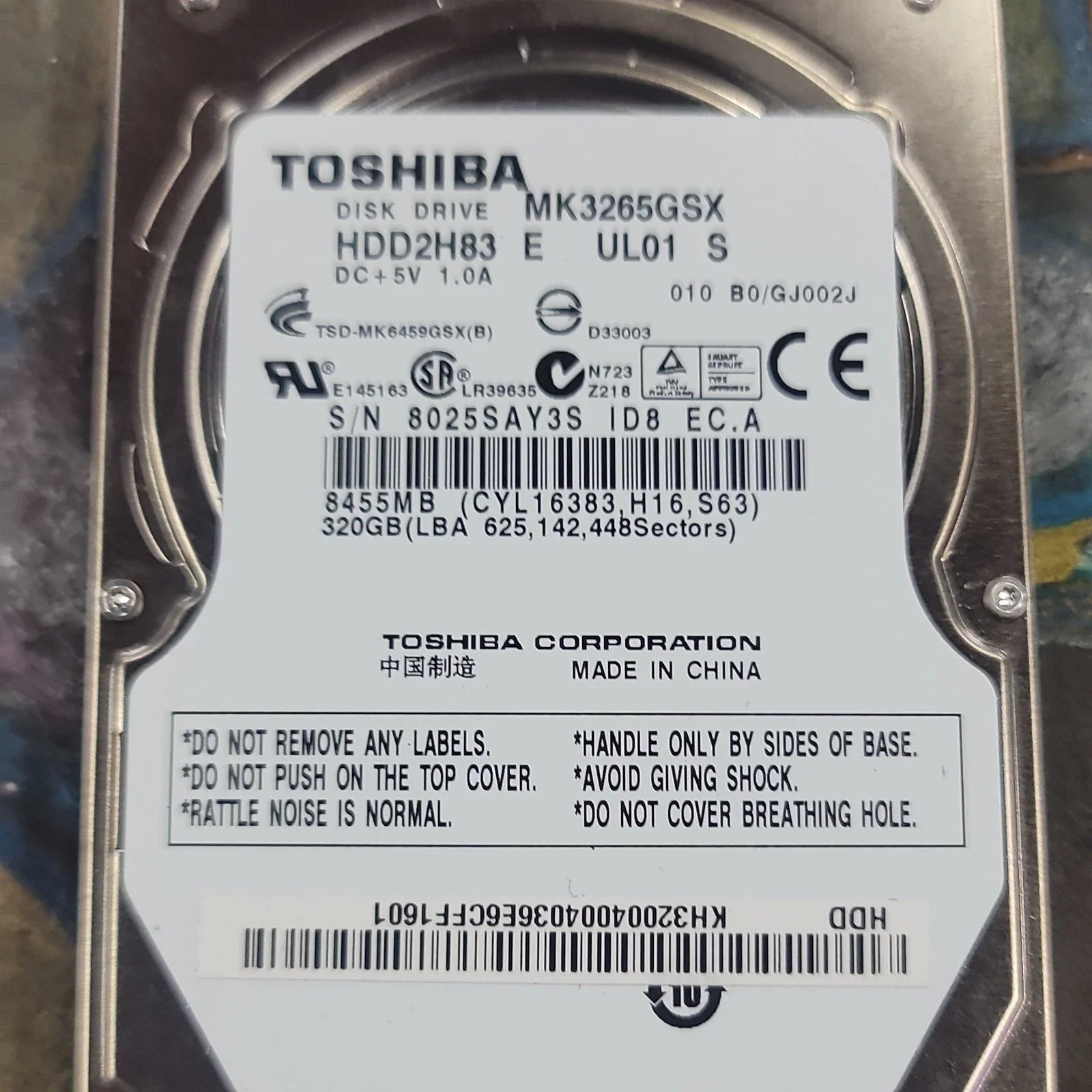 Toshiba 320GB 5400 RPM 8MB Cache 2.5" SATA 3.0Gb/s Internal Notebook Hard Drive - MK3265GSX