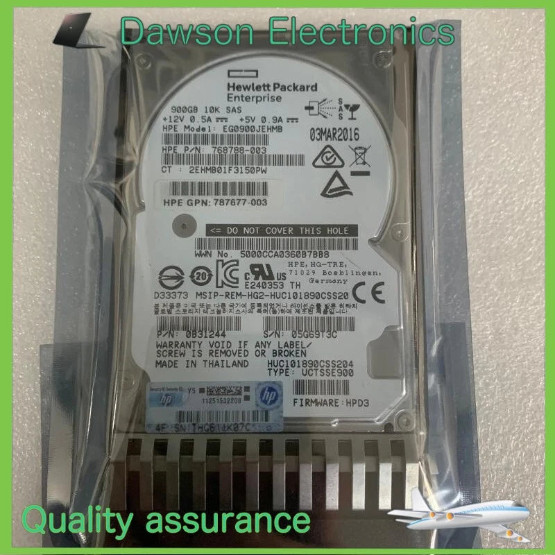 HPE J9F47A 787647-001 900GB SAS 10K 2.5in 12Gbps MSA SFF ENT HDD Hard Drive