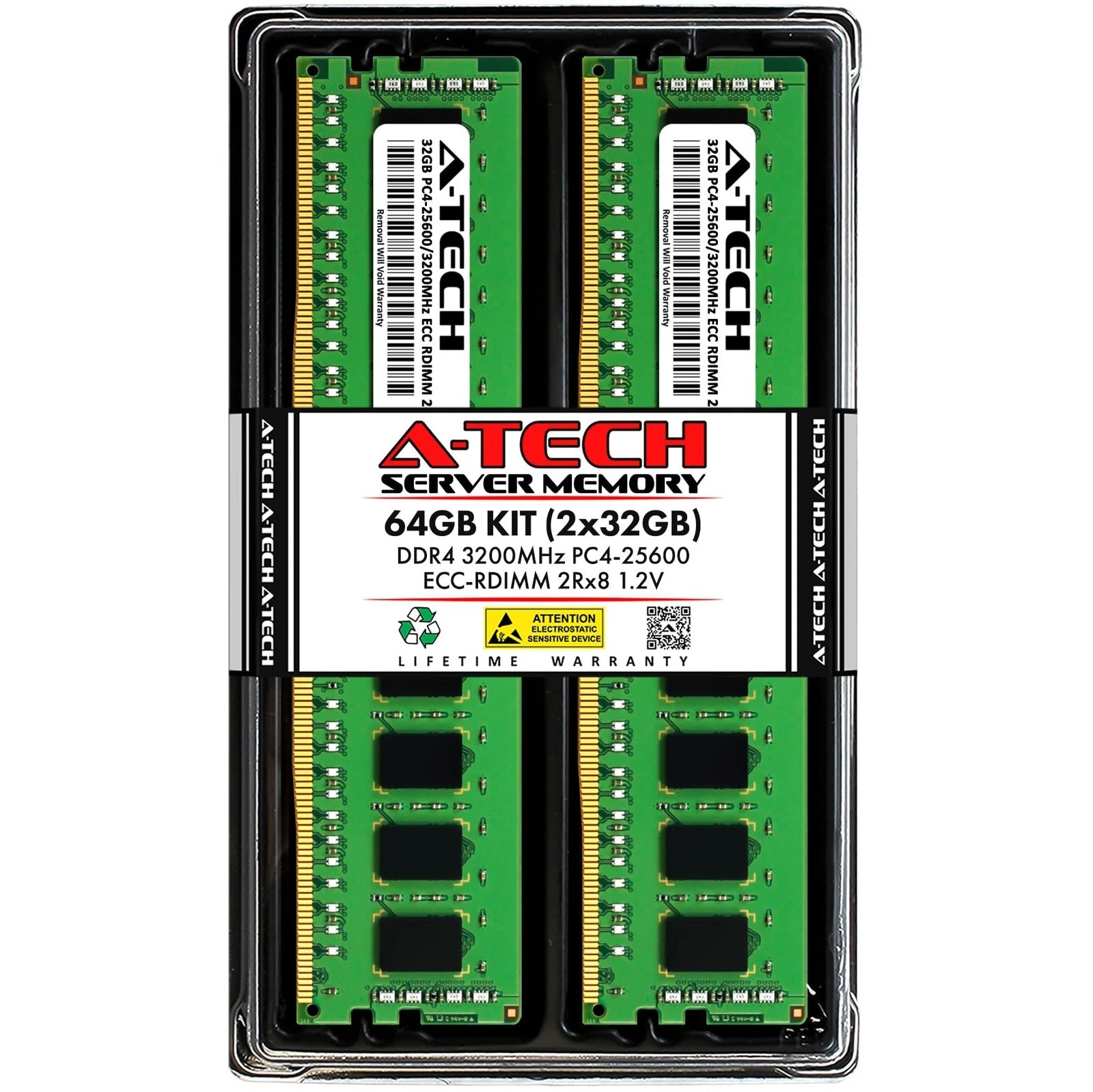 64GB Kit (2x32GB DDR4 3200MHz PC4-25600 ECC RDIMM 2Rx8 1.2V Dual Rank
