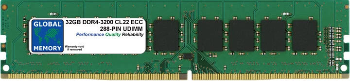 32GB DDR4 3200MHz PC4-25600 288-PIN ECC UDIMM SERVER/WORKSTATION MEMORY RAM