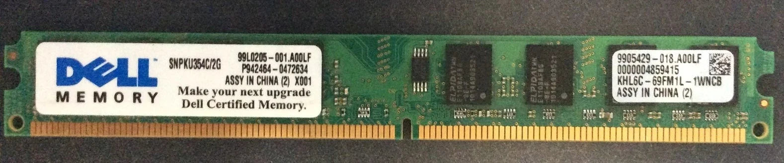 Dell / Hynix HYMP125U64CP8-Y5 (Dell# SNPKU354C/2G) DDR2-667 2GB Desktop Memory.