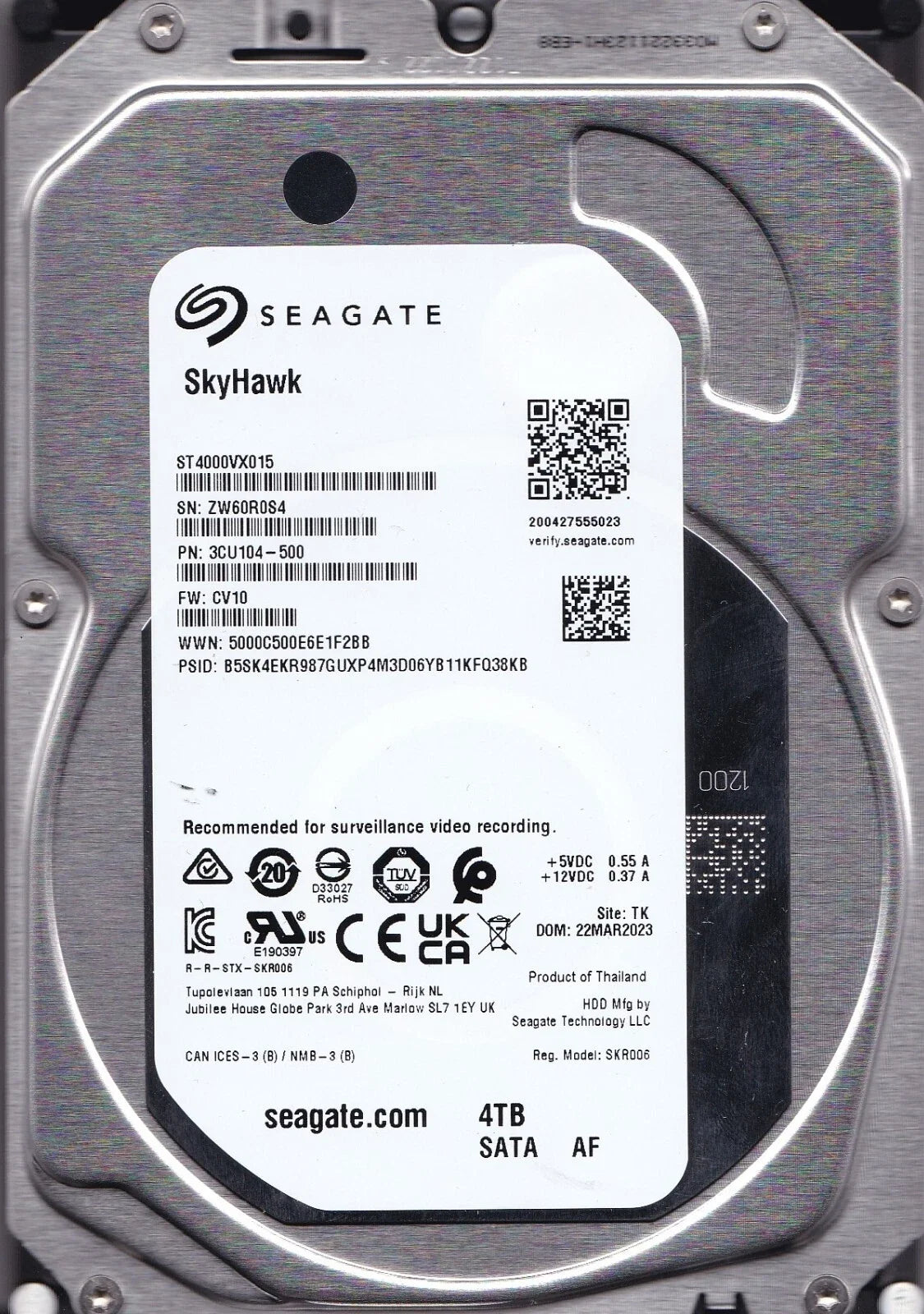 ST4000VX015 - Seagate SkyHawk 4TB 3.5″ Surveillance SATA Hard Drive