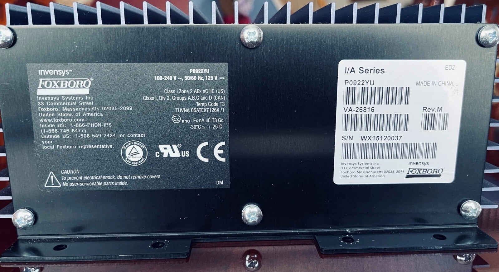 Foxboro FPS400-24 Power Supply P0922YU input 100-240 VAC/125 Vdc out put 24 vdc