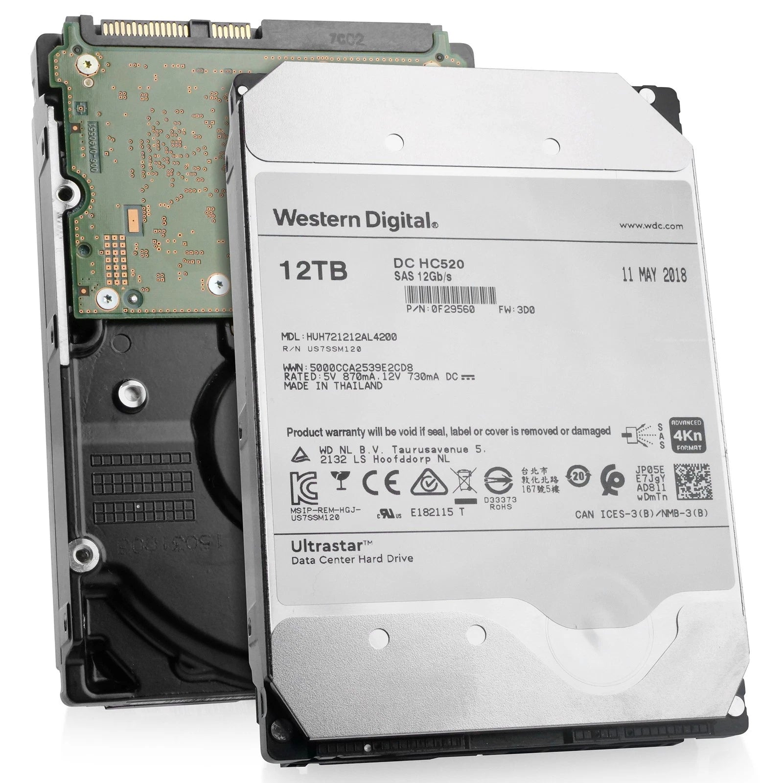 WD Ultrastar HC520 12TB HUH721212AL4200 0F29560 7.2K RPM SAS 12Gb/s 4Kn 3.5" HDD