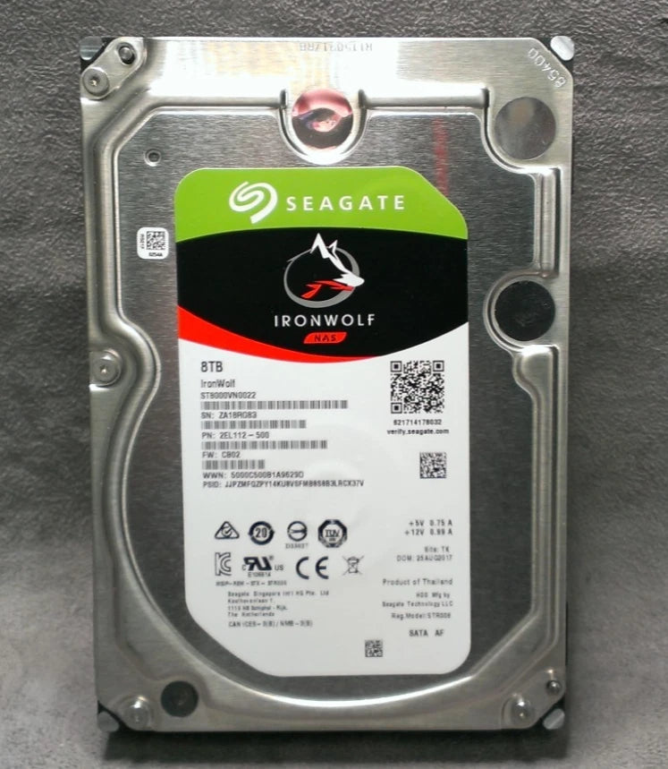 Seagate IronWolf NAS 8TB 3.5" Hard Drive SATA 7200 RPM ST8000VN0022 2EL112-500