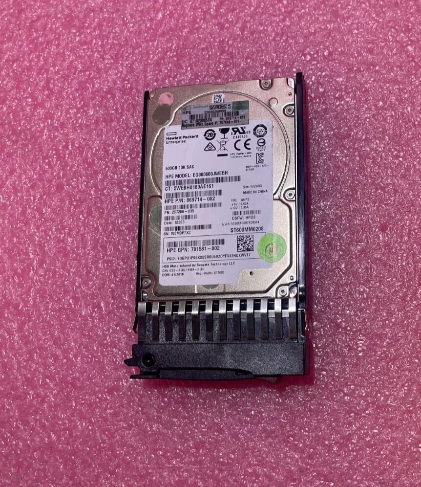 HP 787646-001 MSA 600GB 12G SAS 10K 2.5in ENT HDD J9F46A