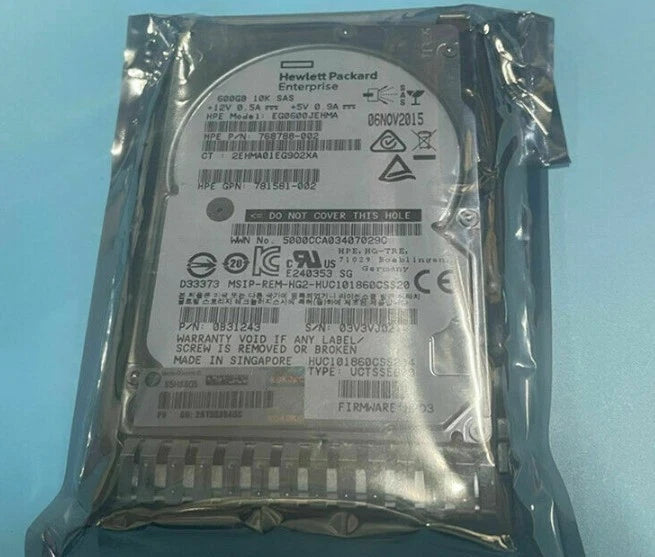 781516-B21 HP 600GB 12G SAS 10K SFF 2.5" SC HDD 781577-001