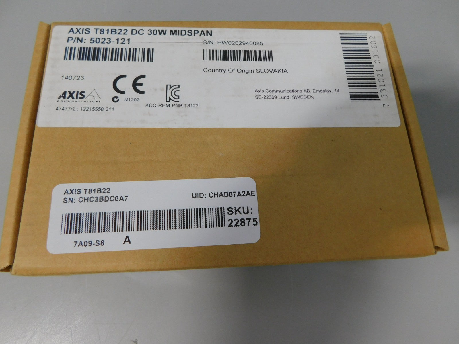 AXIS Video Cameras - T81B22 DC 30W MIDSPAN PoE 5023-121 B79 NEW SEALED