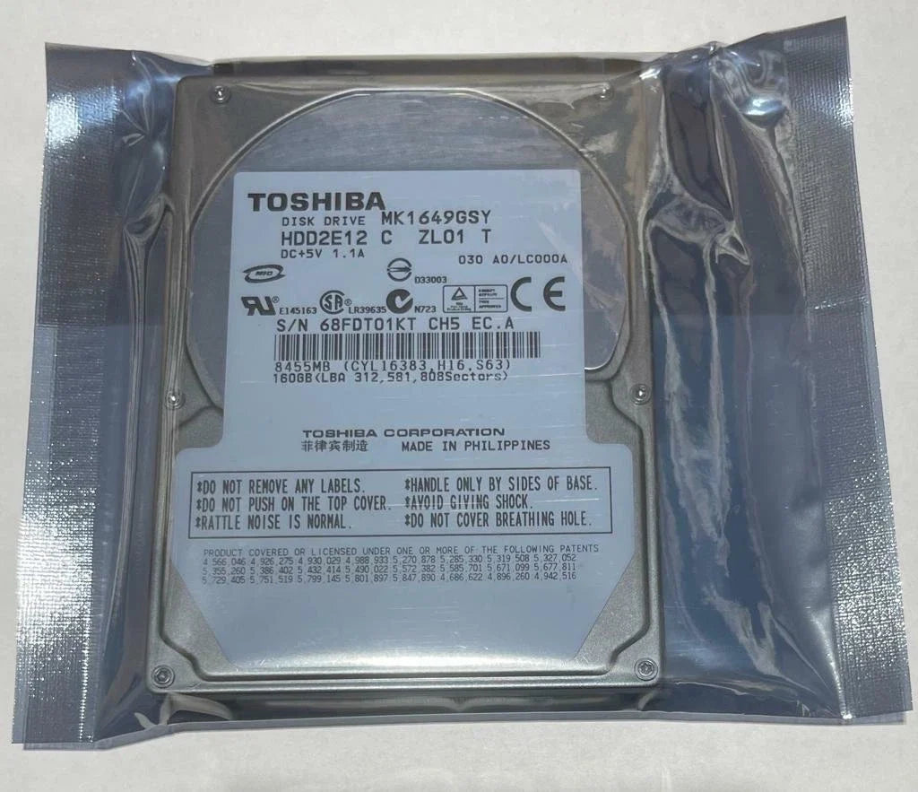 Toshiba 160GB 7200 RPM 16MB Cache 2.5" SATA 3.0Gb/s Notebook Hard Drive - MK1649GSY