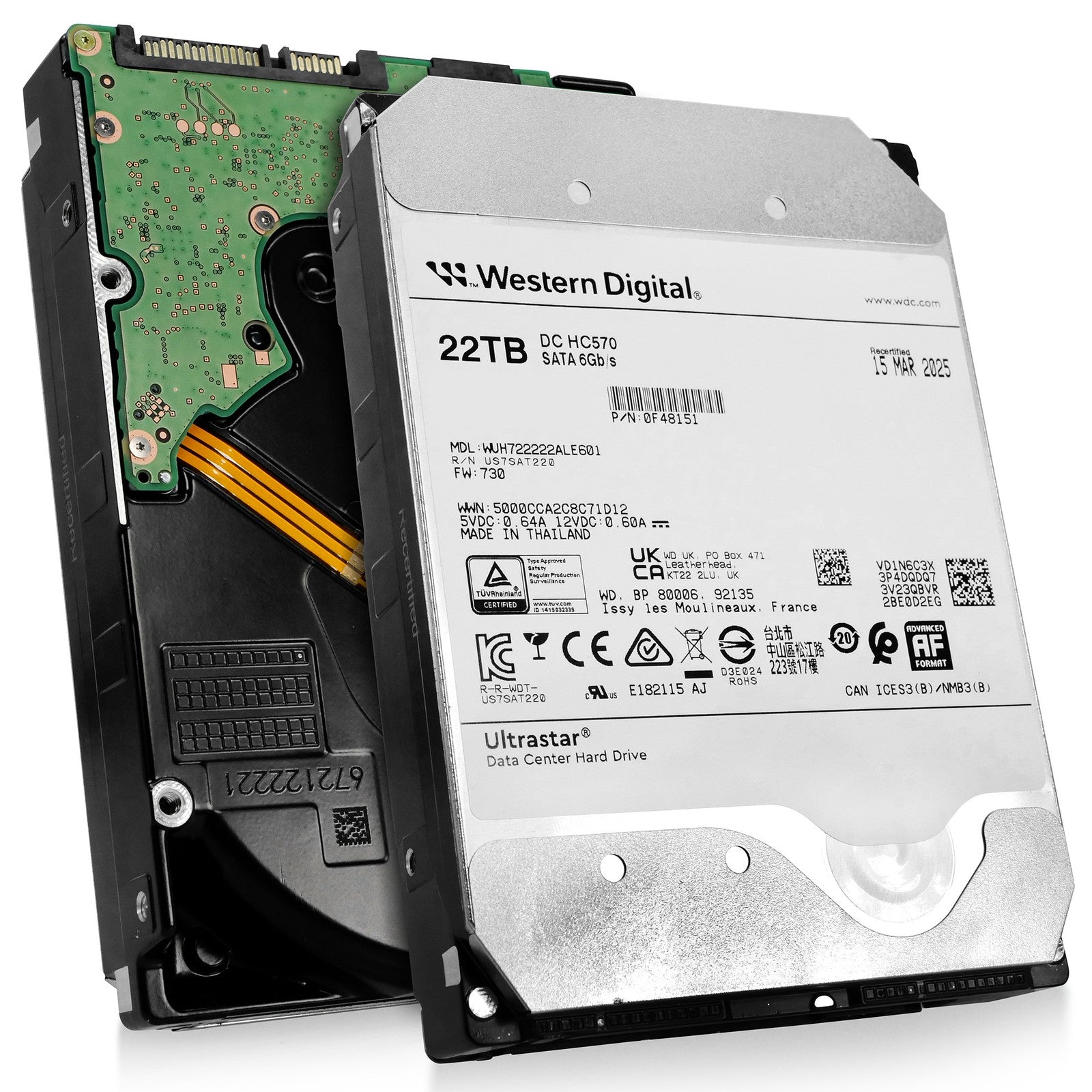 WD Ultrastar HC570 22TB WUH722222ALE601 0F48151 7.2K RPM SATA 6Gb/s 3.5" HDD