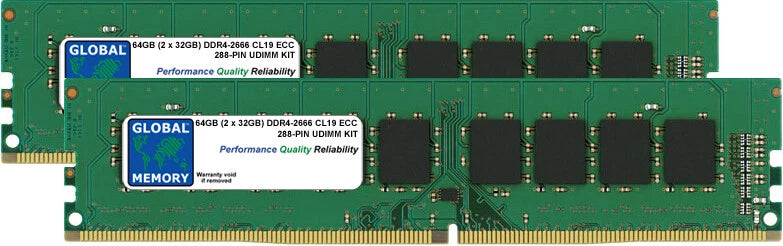 64GB 2x32GB DDR4 2666MHz PC4-21300 288-PIN ECC UDIMM SERVER/WORKSTATION RAM KIT