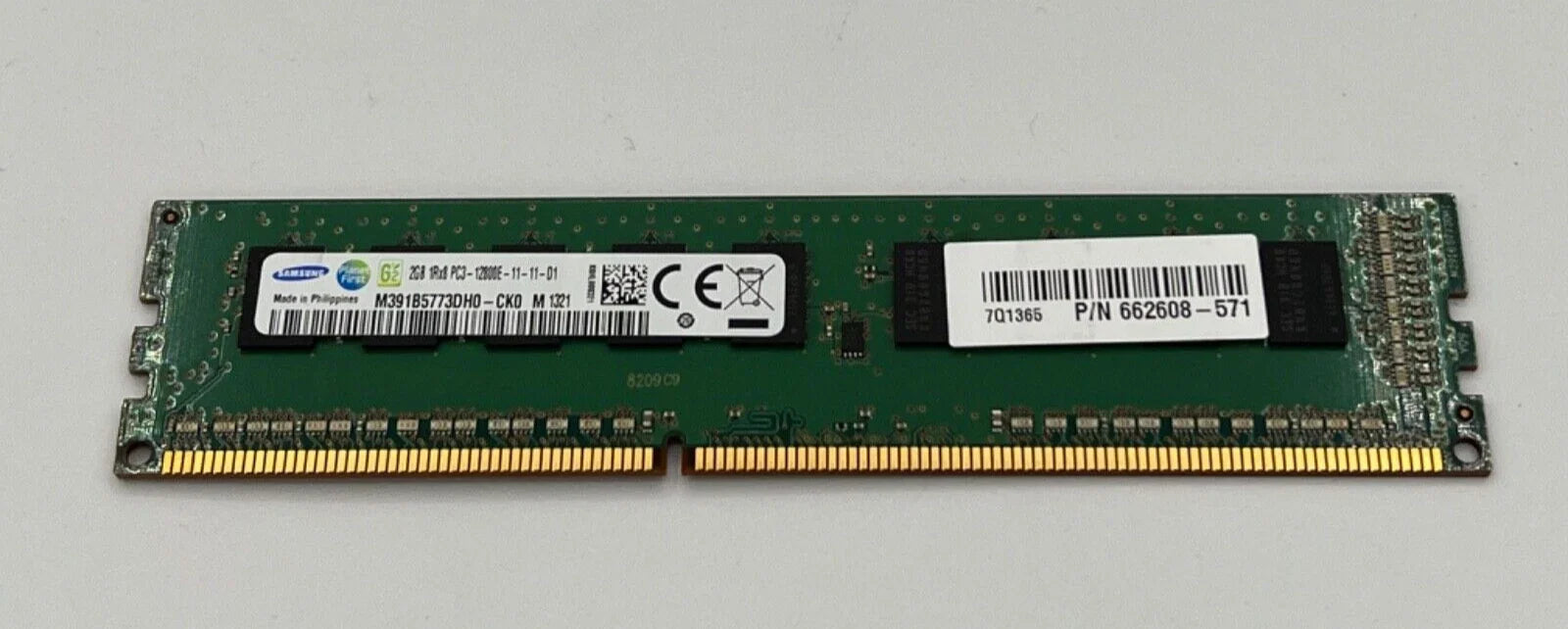HP / Samsung 2GB 1 X 2Gb 1600Mhz Pc312800 Cl11 ECC Unbuffered DDR3 (M391B5773DH0-CK0) Memory - 662608-571 (***Used but in Excellent Functional Condition***)