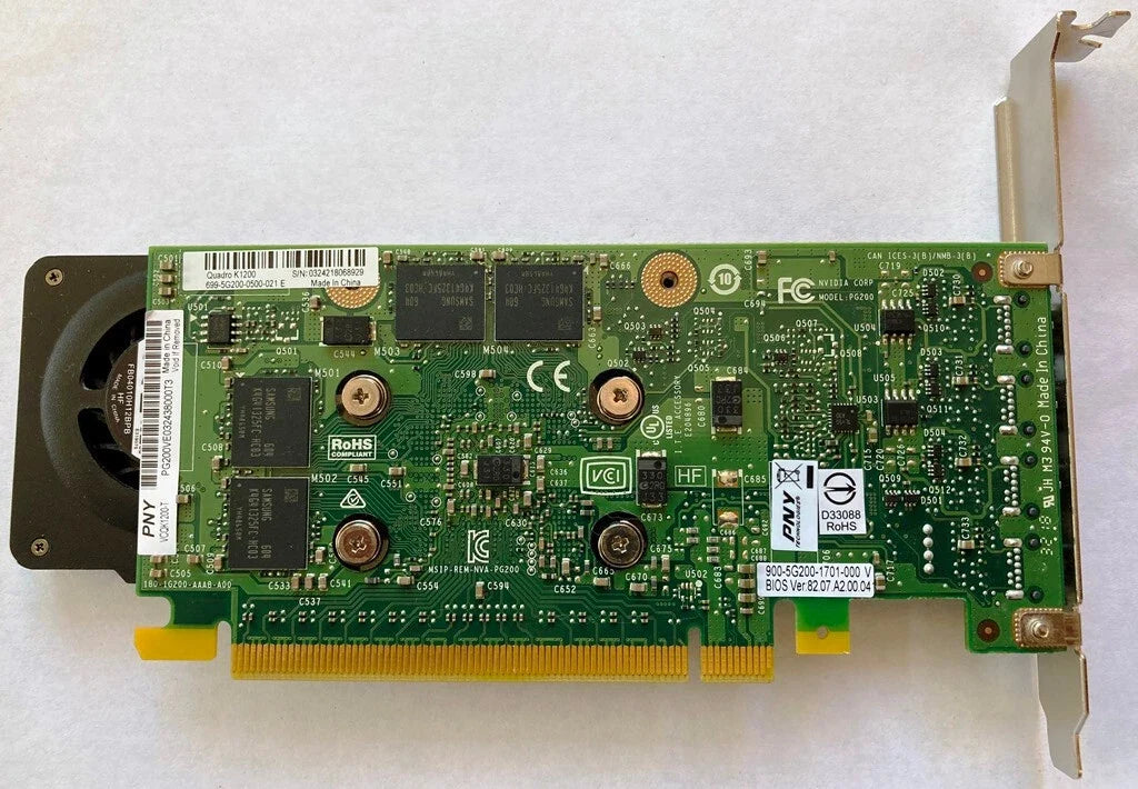 PNY VCQK1200-T Nvidia Quadro K1200 4GB GDDR5 4xDP Video Card Full Size Bracket