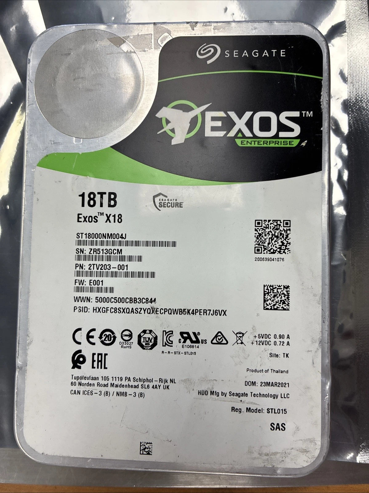 Seagate Exos X18 18TB SAS 12Gb/s 3.5" Enterprise HDD ST18000NM004J