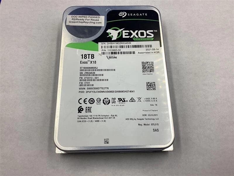 ST18000NM005J Seagate Exos X18 18TB 7.2K SAS 12Gb/s 3.5in 512E/4KN HDD