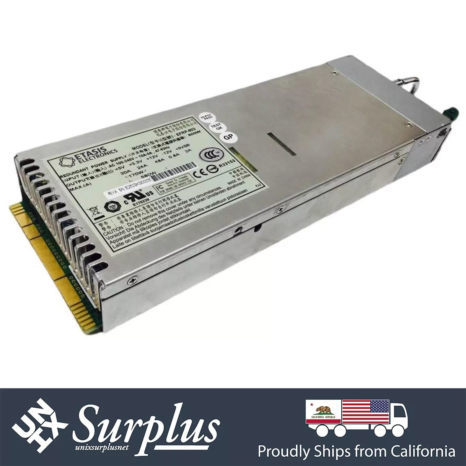 Etasis EFRP-603 600W PSU 100-240V AC Redundant Switching Hot Swap Power Supply