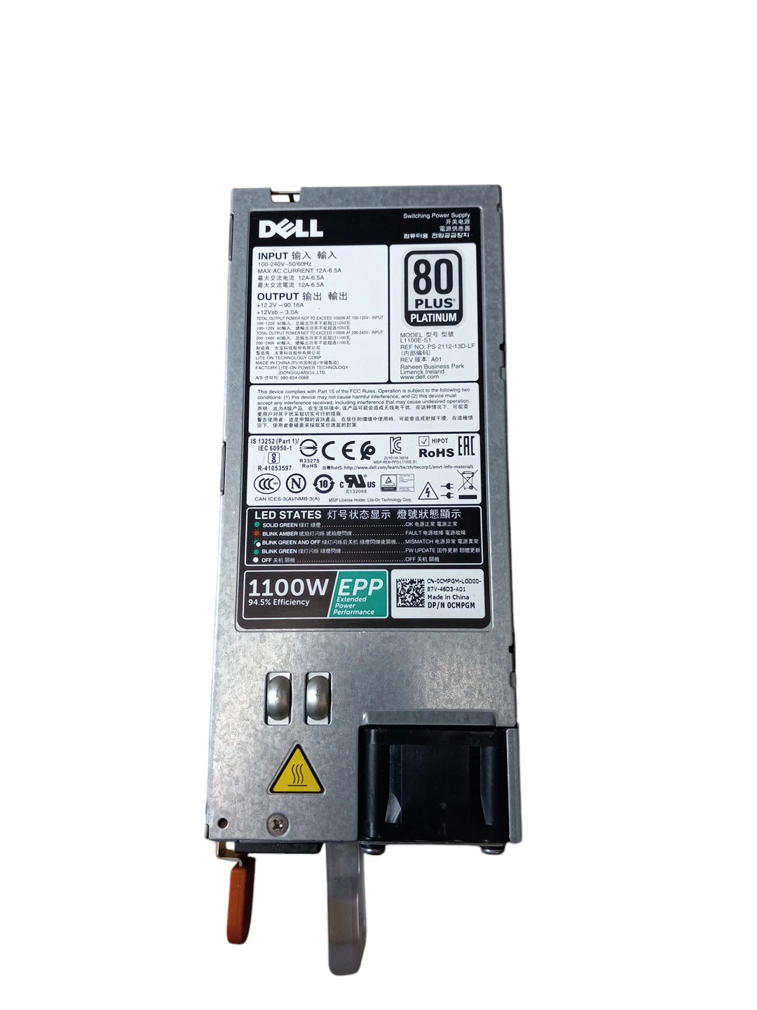 Dell R730 R630 R740 R640 1100W Server 80 Plus Platinum Power Supply DP/N 0CMPGM