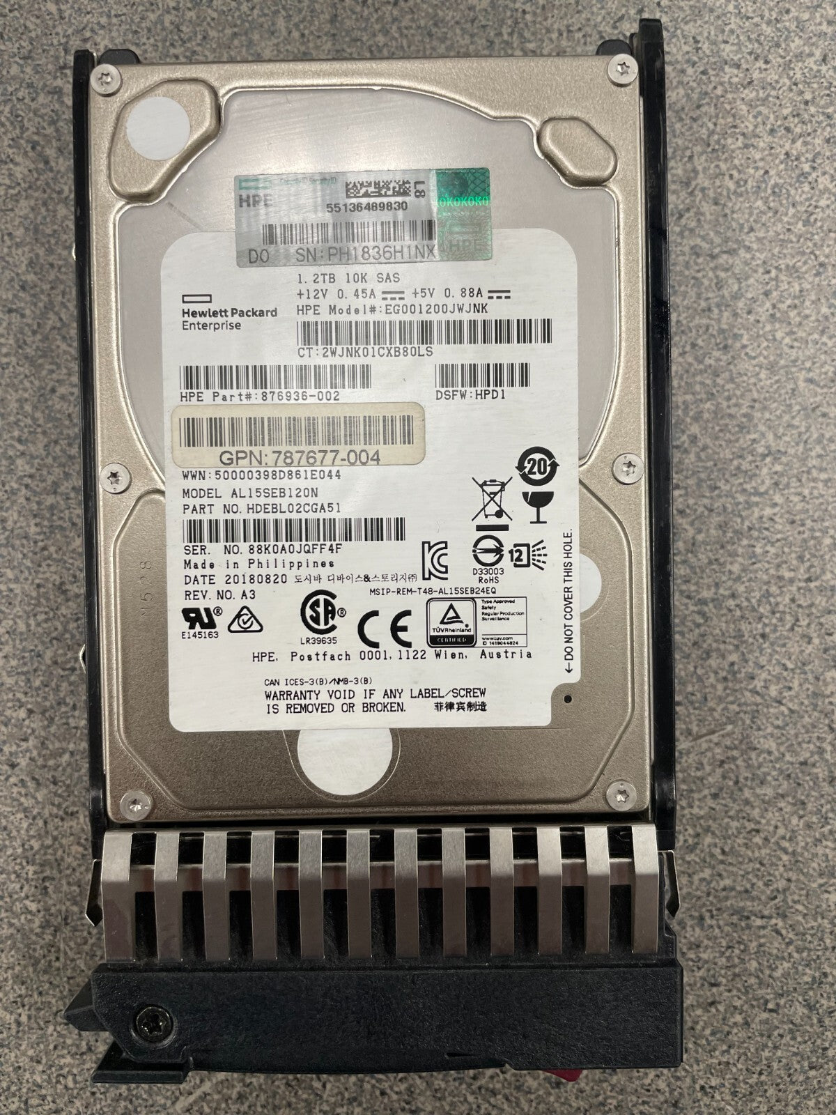 HPE J9F48A | 787648-001| MSA 1.2TB 12G SAS 10K SFF 2.5IN DP ENTERPRISE HD