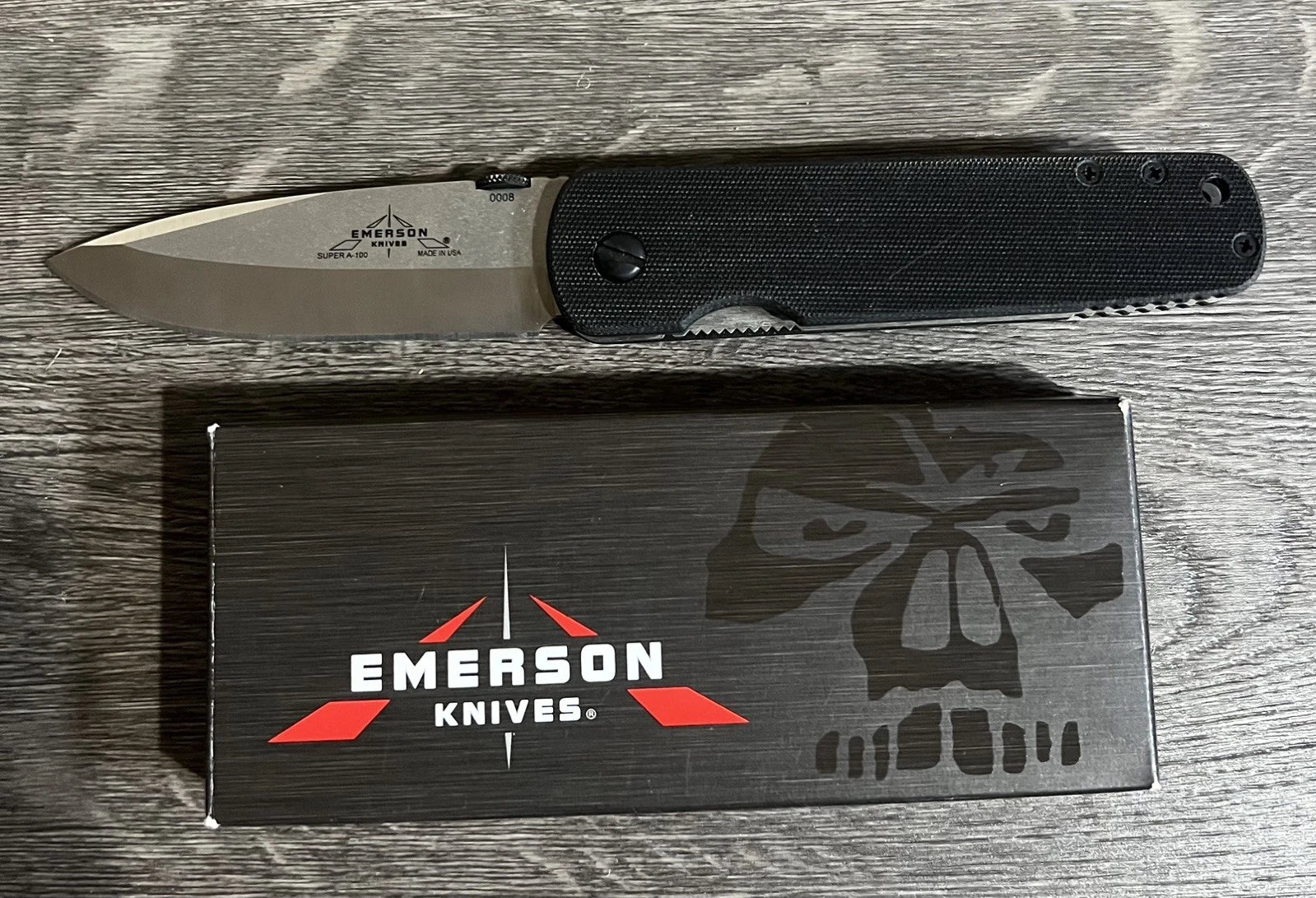 EMERSON KNIVES SUPER A-100 154CM BLADE G10 SCALES Serial #0008 Super Rare.