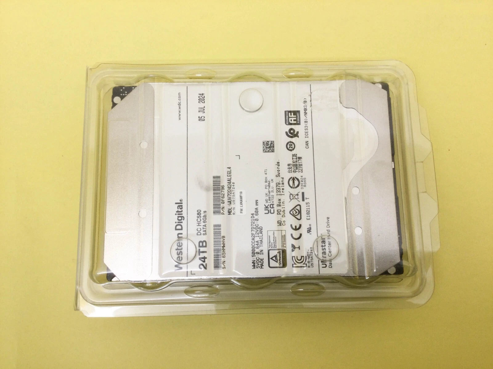 WD Ultrastar DC HC580 24TB 7.2K SATA 6Gb/s 512MB 3.5" HDD WUH722424ALE6L4 New
