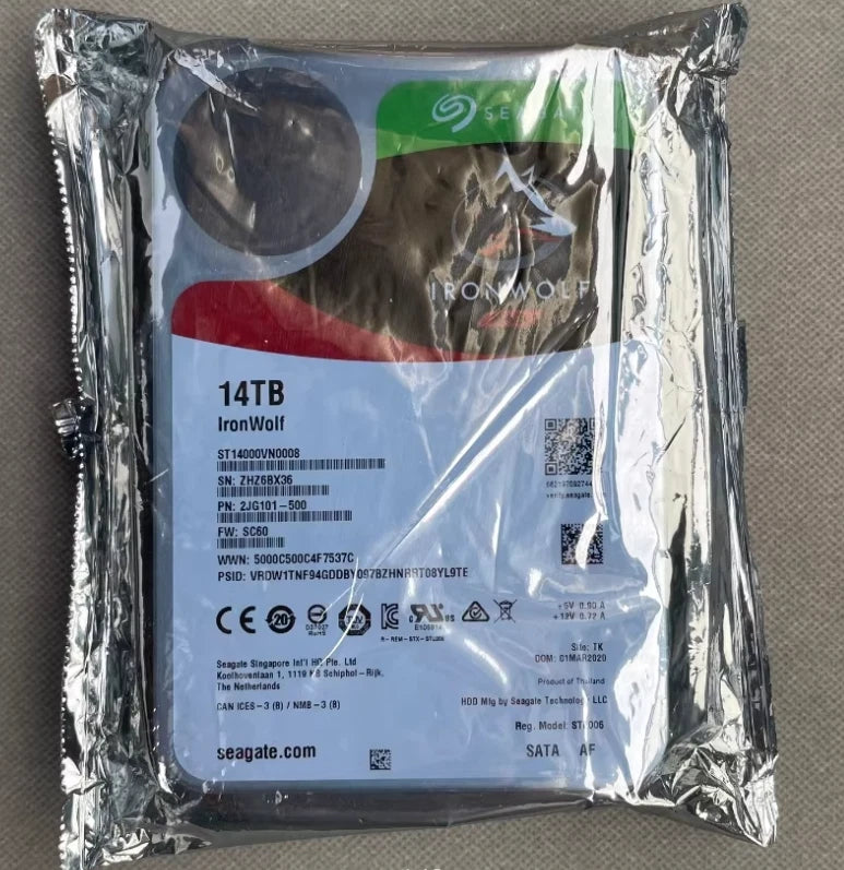 Seagate IronWolf ST14000VN0008 14TB 3.5" SATA 7200rpm Internal HDD for Raid NAS
