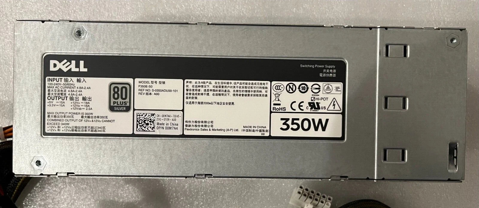 DF83C 8M7N4 DELL POWEREDGE T320 CABLED POWER SUPPLY DH350E-S0 350W 0DF83C 08M7N4