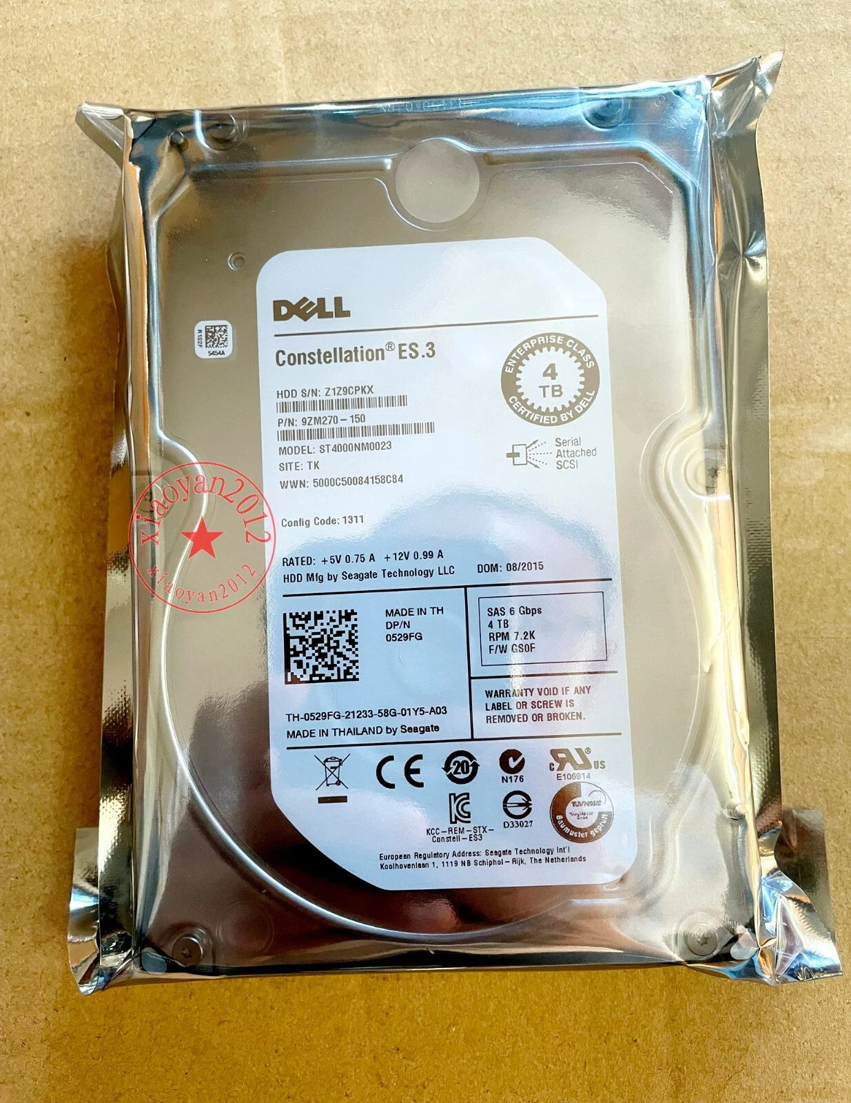 Dell ST4000NM0023 529FG 4TB 7200RPM 6Gb/s 3.5" SAS Hard Drive