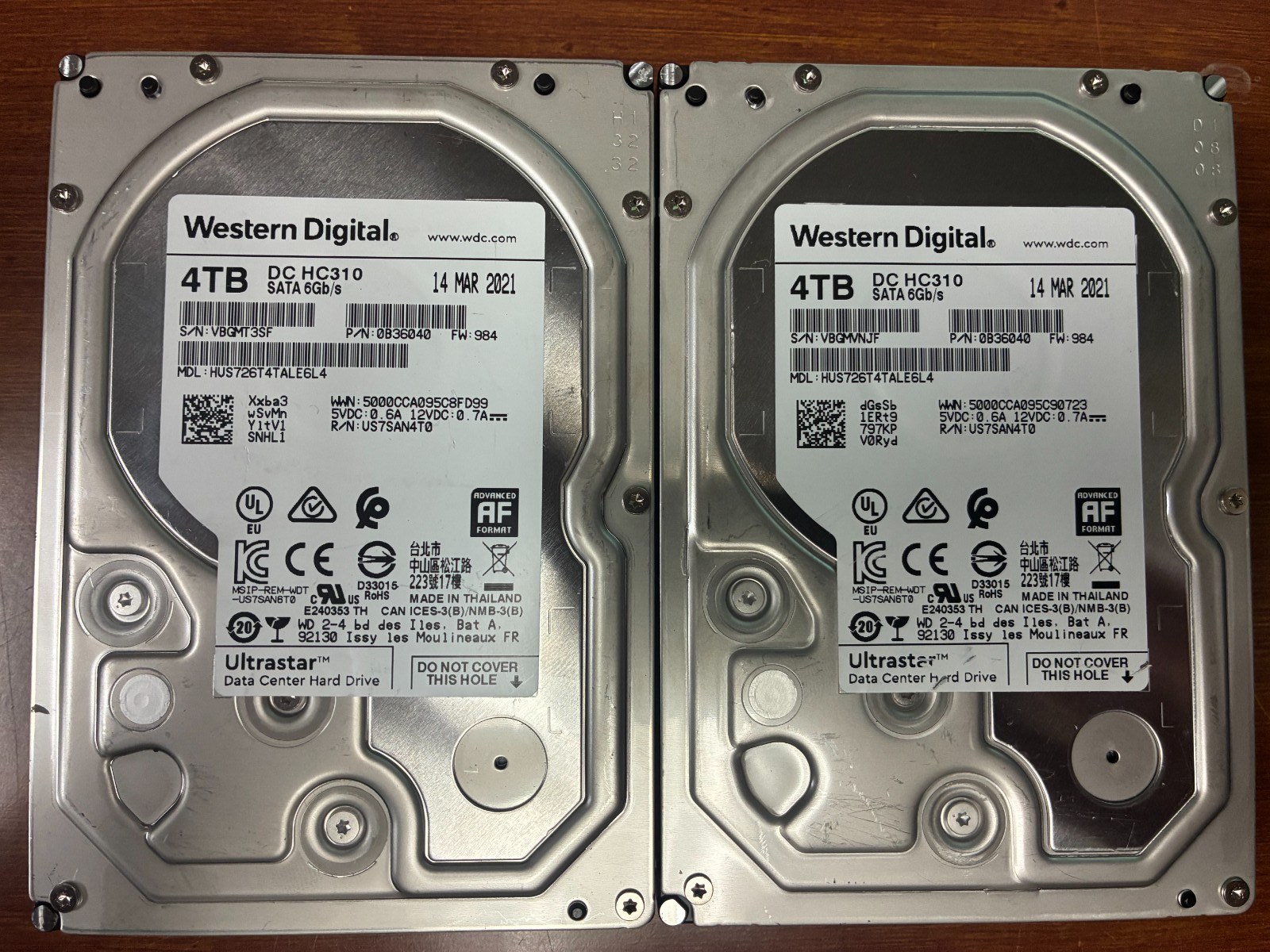 WD Ultrastar DC HC310 4TB 7.2K RPM SATA 6Gb/s 3.5" (Lot of 2