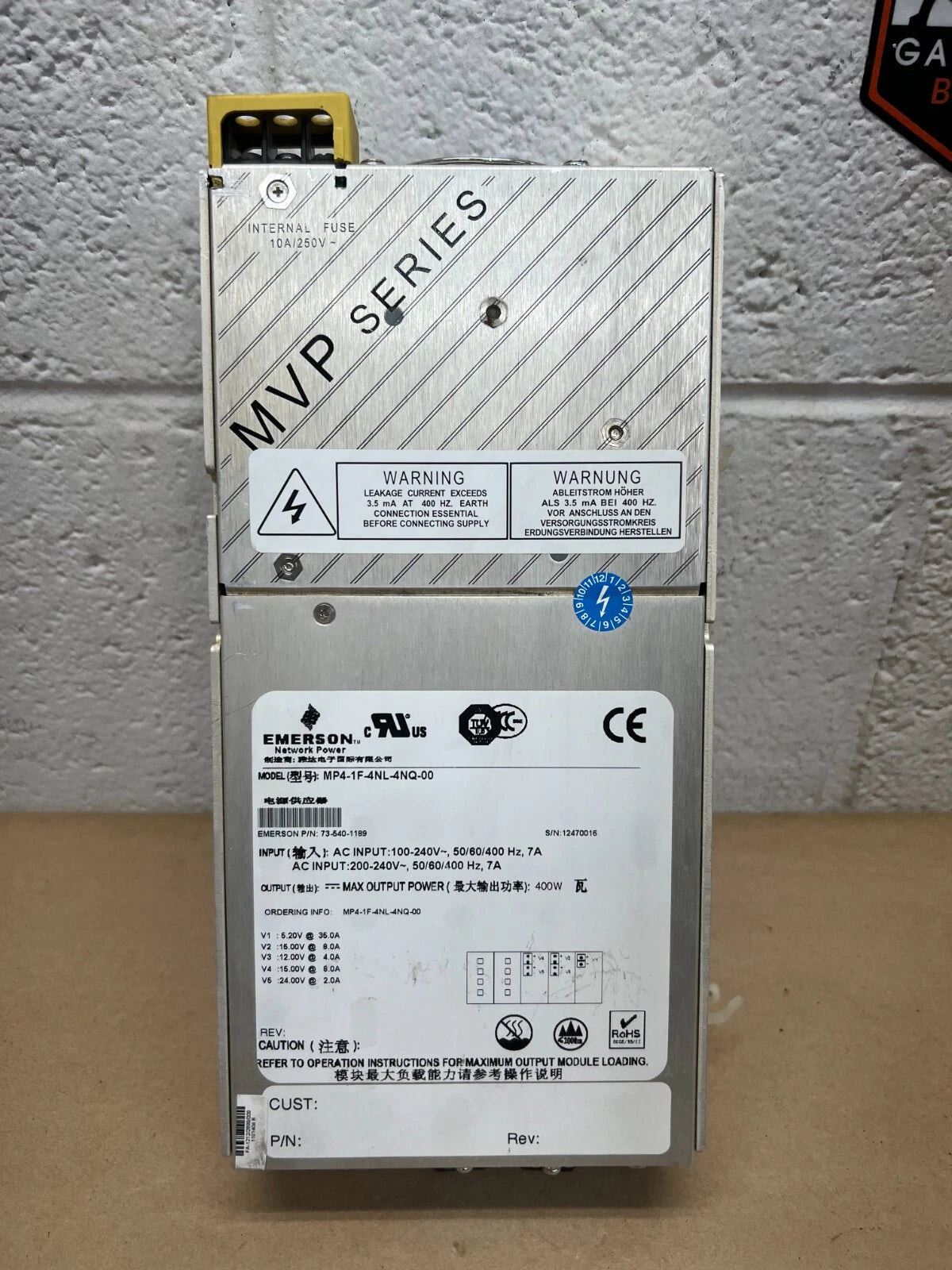 Emerson MP4-1F-4NL-4NQ-00 MVP Series Internal Fuse