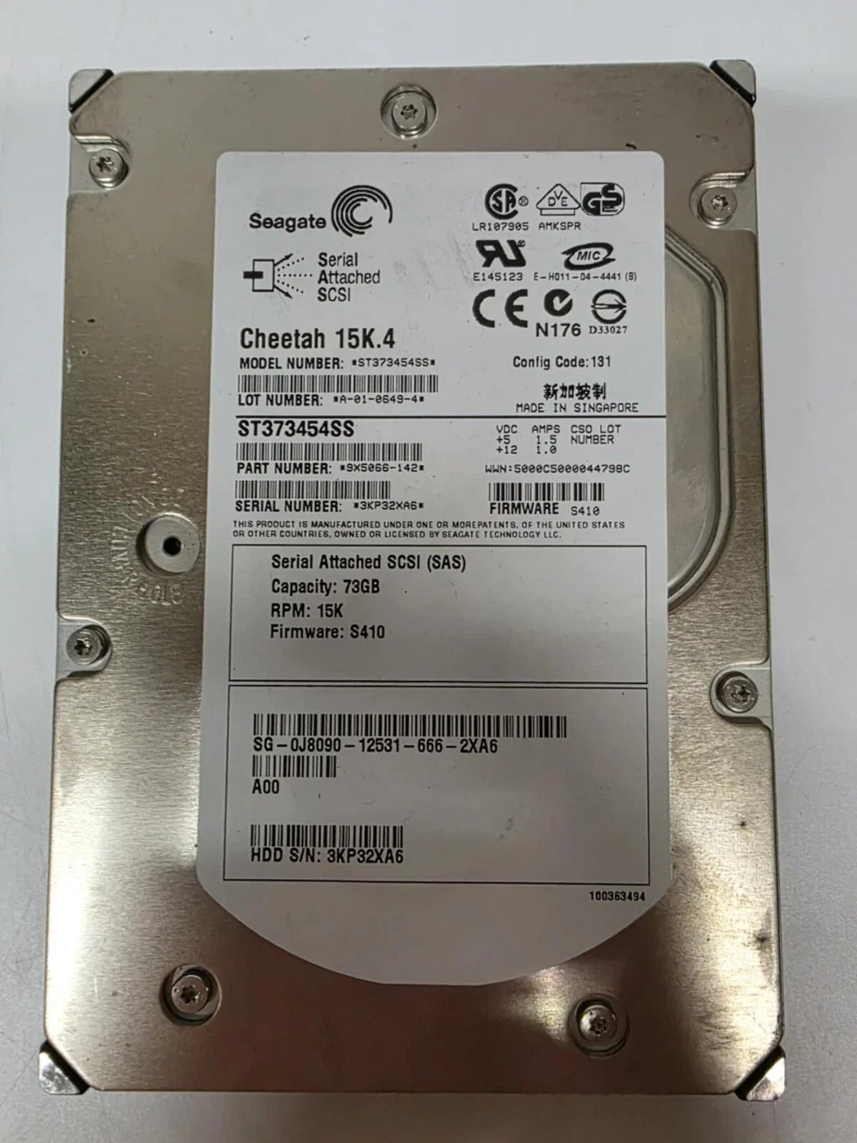 Seagate 73GB 15K.4rpm 8MB Ultra320 SCSI 11607Mbits SAS Server Hard Drive - ST373454SS (Like New)