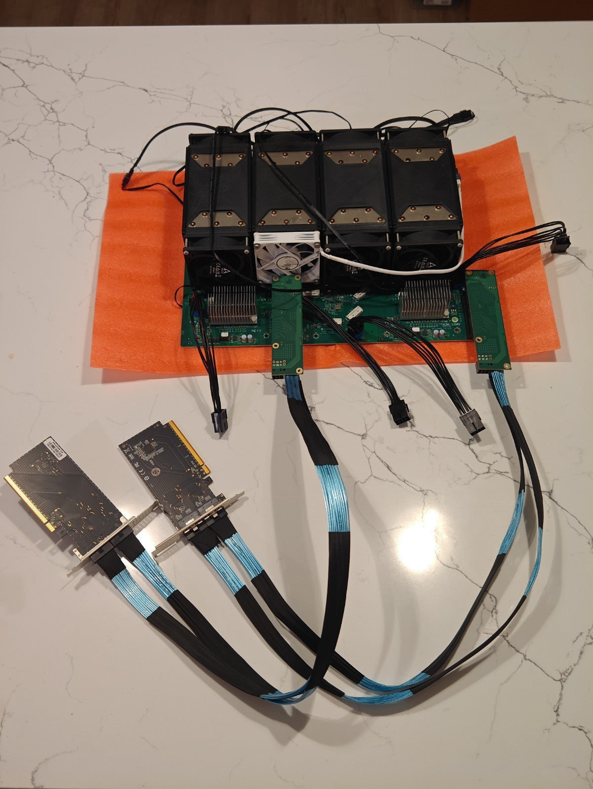 Custom 4x NVIDIA TESLA V100 16GB SXM2 to 2x PCIe x16 64G VRAM AI Compute Node