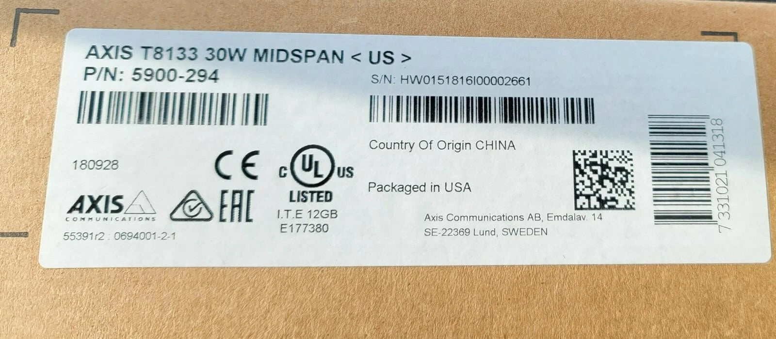 Axis Communications T8133 Midspan 30W